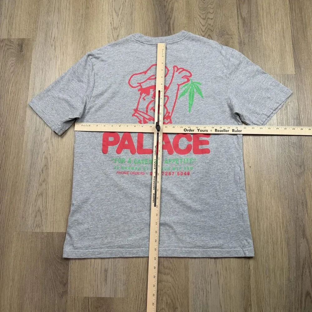Palace Skateboards Shirt Mens XL Gray The Flinstones Caveman Appetite Cartoon